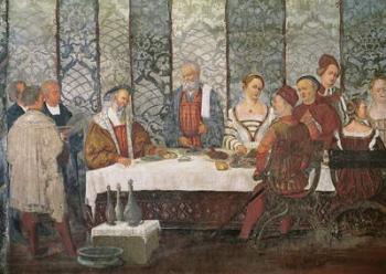 Banquet Given by Bartolomeo Colleoni for King Christian I of Denmark, 1520-30 (fresco) (detail) | Obraz na stenu