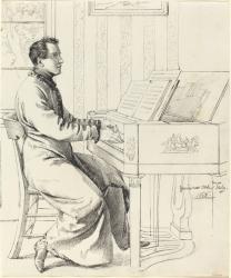 Grimm, Ludwig Emil German, 1790 - 1863 The Artist's Brother-in-Law, Ludwig Hassenpflug, Preparing to Play the Piano, 1826 (pen and black ink over graphite on wove paper) | Obraz na stenu