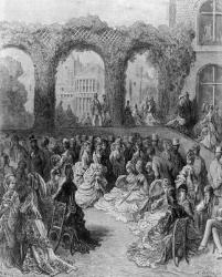 Holland House - A Garden Party, from 'London, a Pilgrimage', written by William Blanchard Jerrolds (1826-84), engraved by A. Doms, pub. 1872 (engraving) | Obraz na stenu