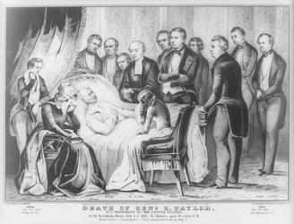 Zachary Taylor on his deathbed in the White House, 1850 (lithograph) | Obraz na stenu