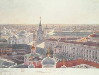 Panorama of Moscow, depicting the former Senate Palace (now the Cabinet Office), Wosnesenskoy Monastery and the former Arsenal, 1819 (w/c on paper) (see 17039-170146) | Obraz na stenu