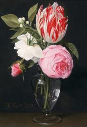 Flowers in a glass vase (oil on copper) | Obraz na stenu