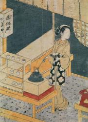 Servant Making Tea (colour woodblock print) | Obraz na stenu