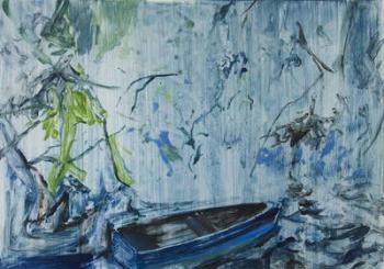 Blue Boat Rain Nocturne, 2015, (monotype) | Obraz na stenu
