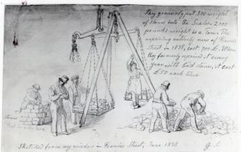 Weighing out stones on Francis Street, London, 1838 (pencil on paper) | Obraz na stenu