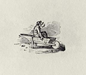 A Man in a Wheelbarrow from 'History of British Birds and Quadrupeds' publ 1815? (b/w engraving) | Obraz na stenu