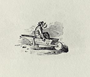 A Man in a Wheelbarrow from 'History of British Birds and Quadrupeds' publ 1815? (b/w engraving) | Obraz na stenu