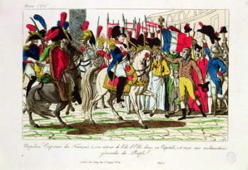 The People of Paris Acclaiming Napoleon (1769-1821) on his Return from Elba in 1815 (coloured engraving) | Obraz na stenu