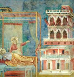 St. Francis Dreams of a Palace full of Weapons, 1297-99 (fresco) | Obraz na stenu