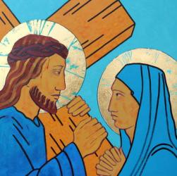 Jesus meets his mother | Obraz na stenu