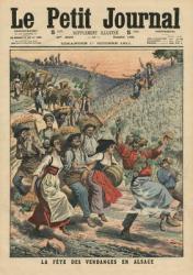 Celebrating the wine harvest in Alsace, illustration from 'Le Petit Journal', supplement illustre, 1st October 1911 (colour litho) | Obraz na stenu