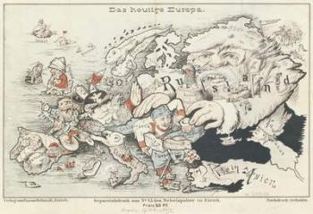 'Today's Europe', 1887 (coloured engraving) | Obraz na stenu