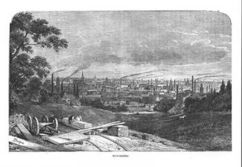 View of Manchester, engraved by T.Gustyne (engraving) (B/w photo) | Obraz na stenu
