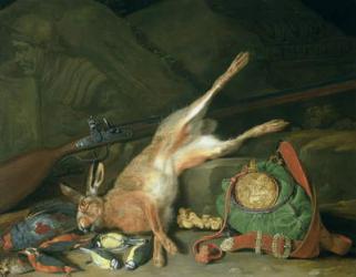 Still Life of a Hare with Hunting Equipment (oil on canvas) (for pair see 93439) | Obraz na stenu