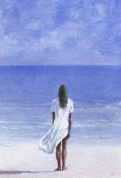 Girl on beach, 1995 (watercolour on paper) | Obraz na stenu