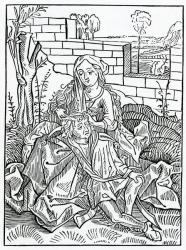 Of folys that can nat kepe secrete theyr owne counsell, illustration from Alexander Barclay's English translation of 'The Ship of Fools', from an edition published in 1874 (engraving) | Obraz na stenu