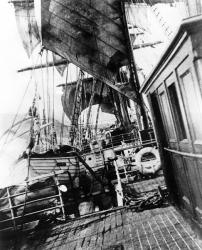 Onboard a Sailing Ship in Rough Seas, (b/w photo) | Obraz na stenu