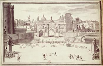 Barricades at Porte Sainte-Antoine, 26th August 1648 (pen & ink on paper) | Obraz na stenu