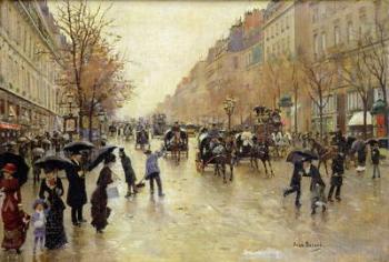 Boulevard Poissonniere in the Rain, c.1885 (oil on canvas) | Obraz na stenu