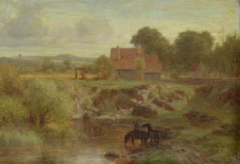 Horses Crossing a River in the Ile de France, 1855 (oil on canvas) | Obraz na stenu