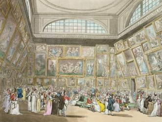 Exhibition Room, Somerset House, from 'Ackermann's Microcosm of London', 1808 (coloured aquatint) | Obraz na stenu