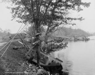 The Old Fisherman, Cranberry Lake, N.J., c.1900 (b/w photo) | Obraz na stenu