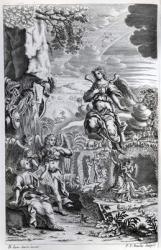 The archangel Uriel informs Gabriel that Satan is in the Garden of Eden, illustration from 'Paradise Lost' by John Milton, engraved by P.P Bouche, sixth edition, 1695 (engraving) | Obraz na stenu
