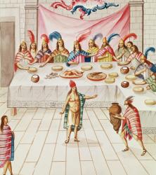 Tome 3 fol.134, A Banquet, from 'Teatro de la Nueva Espana', late 18th century (w/c on paper) | Obraz na stenu