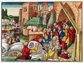 Samaria under siege, from the Luther Bible, c.1530 (coloured woodcut) | Obraz na stenu