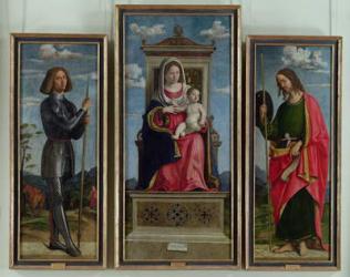 Madonna and Child with St. George and St. James, c.1510 (oil on panel transferred to canvas) | Obraz na stenu