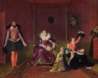 Henri IV (1553-1610) King of France and Navarre Playing with his Children as the Ambassador of Spain Makes his Entrance, 1817 (oil on canvas) | Obraz na stenu