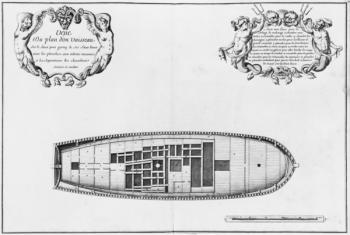 Plan of the false deck of a vessel, illustration from the 'Atlas de Colbert', plate 17 (pencil & w/c on paper) (b/w photo) | Obraz na stenu