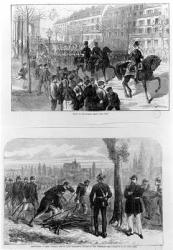 Entry of the German troops into Paris, 2nd March 1871; Capitulation of Metz, 27th October 1870, Marshal Leboeuf, Louis Napoleon's Minister of war, witnessing the surrender of his army corps (engraving) (b/w photo) | Obraz na stenu