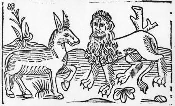 The Lion and the Ass, illustration from Caxton's 'Aesop's Fables', 1484 (woodcut) | Obraz na stenu