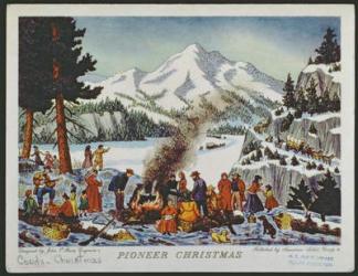 Christmas card depicting a Pioneer Christmas (colour litho) | Obraz na stenu