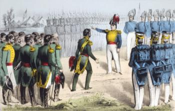 After the Battle of Monterrey, Mexican General Pedro de Ampudia surrenders the city to American General Zachary Taylor during the Mexican-American War of 1846-48 (colour litho) | Obraz na stenu