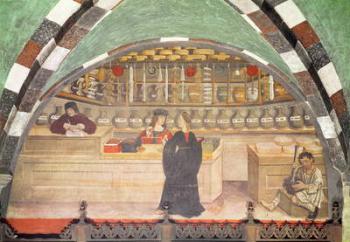 Interior of a pharmacy (fresco) | Obraz na stenu