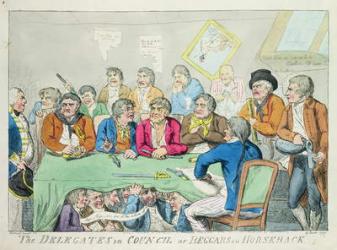 The delegates in council or beggars on horseback, 1797 (colour etching) | Obraz na stenu