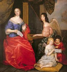 Francoise Louise (1644-1710) Duchess of La Valliere with her Children as Angels (oil on canvas) | Obraz na stenu
