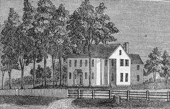 South-west view of Judge Ellsworth's House, from 'Connecticut Historical Collections', by John Warner Barber, 1856 (engraving) | Obraz na stenu