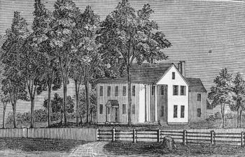 South-west view of Judge Ellsworth's House, from 'Connecticut Historical Collections', by John Warner Barber, 1856 (engraving) | Obraz na stenu