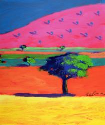 Pink Hill (acrylic on card) | Obraz na stenu