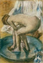 Woman Bathing in a Shallow Tub, 1885 (Charcoal and pastel on light green wove paper laid on silk bolting) | Obraz na stenu