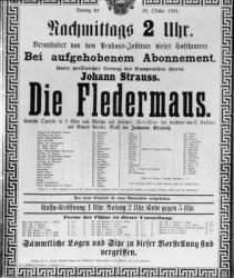 Poster advertising 'Die Fledermaus' by Johann Strauss the Younger, for a performance at the Vienna State Opera House, 28th October 1894 (litho) | Obraz na stenu