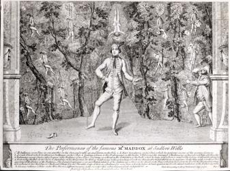 The Performances of the famous  Mr. Maddox at Sadler's Wells, July 1752 (litho) (b/w photo) | Obraz na stenu