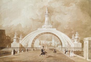 The Proposed Triumphal Arch from Portland Place to Regent's Park, 1820 (litho) | Obraz na stenu