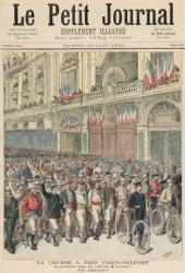 The Start of the Road Race from Paris to Belfort, from 'Le Petit Journal', 18th June 1892 (colour litho) | Obraz na stenu