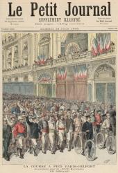 The Start of the Road Race from Paris to Belfort, from 'Le Petit Journal', 18th June 1892 (colour litho) | Obraz na stenu