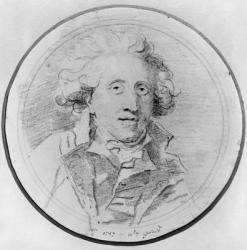 Portrait presumed to be Jean-Honore Fragonard (1732-1806) 1787 (pierre noire on paper) (b/w photo) | Obraz na stenu