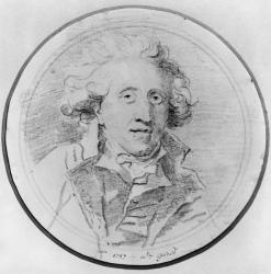 Portrait presumed to be Jean-Honore Fragonard (1732-1806) 1787 (pierre noire on paper) (b/w photo) | Obraz na stenu